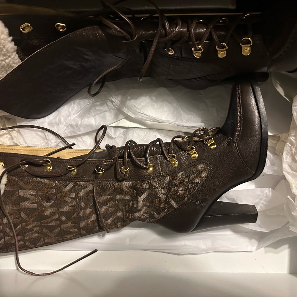 Michael Kors Brown Lace-Up Boots